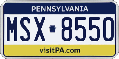PA license plate MSX8550
