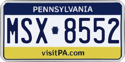 PA license plate MSX8552