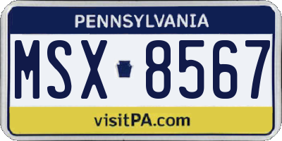 PA license plate MSX8567