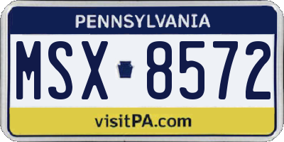 PA license plate MSX8572
