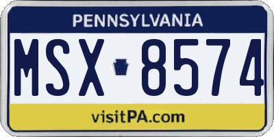 PA license plate MSX8574