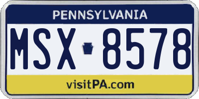 PA license plate MSX8578