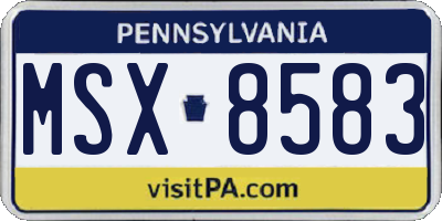 PA license plate MSX8583