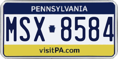 PA license plate MSX8584