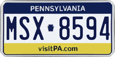 PA license plate MSX8594