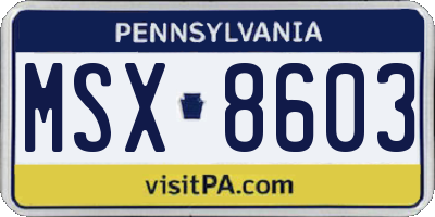 PA license plate MSX8603