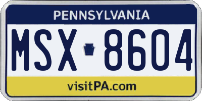 PA license plate MSX8604