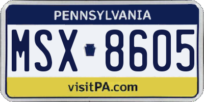 PA license plate MSX8605
