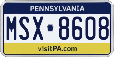 PA license plate MSX8608