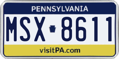 PA license plate MSX8611