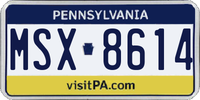 PA license plate MSX8614
