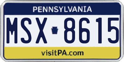 PA license plate MSX8615