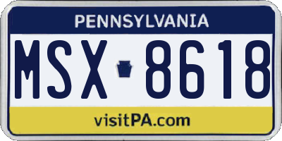 PA license plate MSX8618