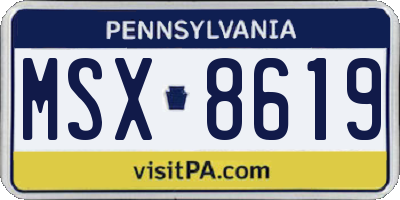 PA license plate MSX8619