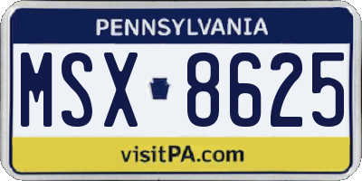 PA license plate MSX8625