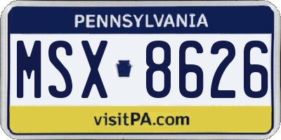 PA license plate MSX8626