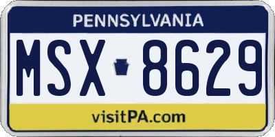 PA license plate MSX8629