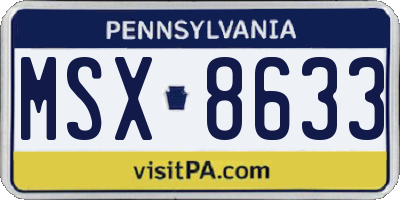 PA license plate MSX8633