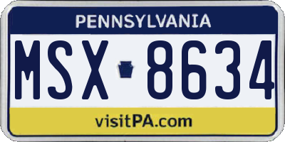 PA license plate MSX8634