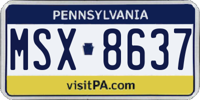 PA license plate MSX8637
