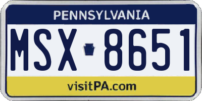 PA license plate MSX8651