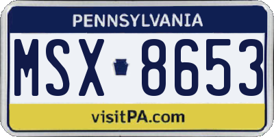PA license plate MSX8653
