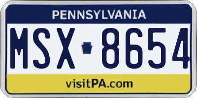 PA license plate MSX8654