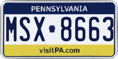 PA license plate MSX8663