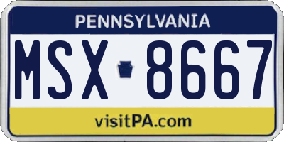 PA license plate MSX8667