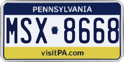 PA license plate MSX8668