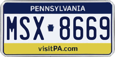 PA license plate MSX8669