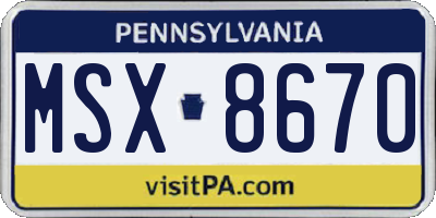 PA license plate MSX8670