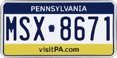 PA license plate MSX8671