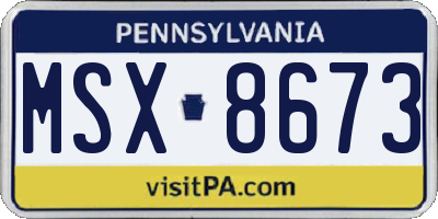 PA license plate MSX8673