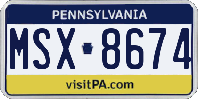 PA license plate MSX8674