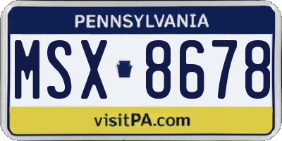 PA license plate MSX8678