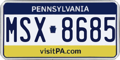 PA license plate MSX8685