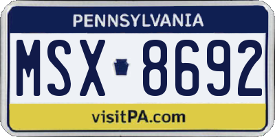 PA license plate MSX8692