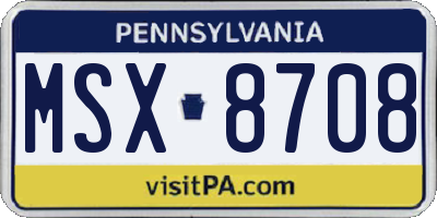 PA license plate MSX8708