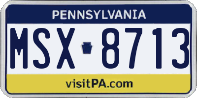 PA license plate MSX8713