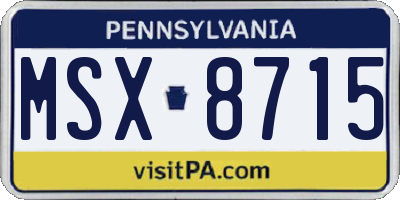 PA license plate MSX8715