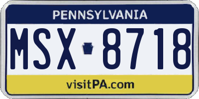 PA license plate MSX8718