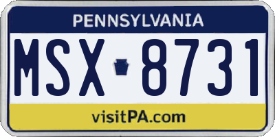 PA license plate MSX8731