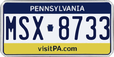 PA license plate MSX8733
