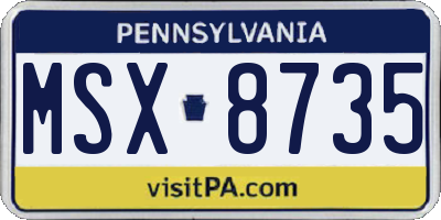 PA license plate MSX8735