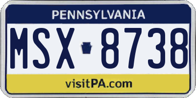 PA license plate MSX8738