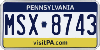 PA license plate MSX8743
