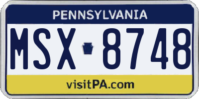 PA license plate MSX8748