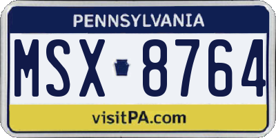 PA license plate MSX8764