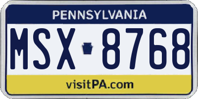 PA license plate MSX8768